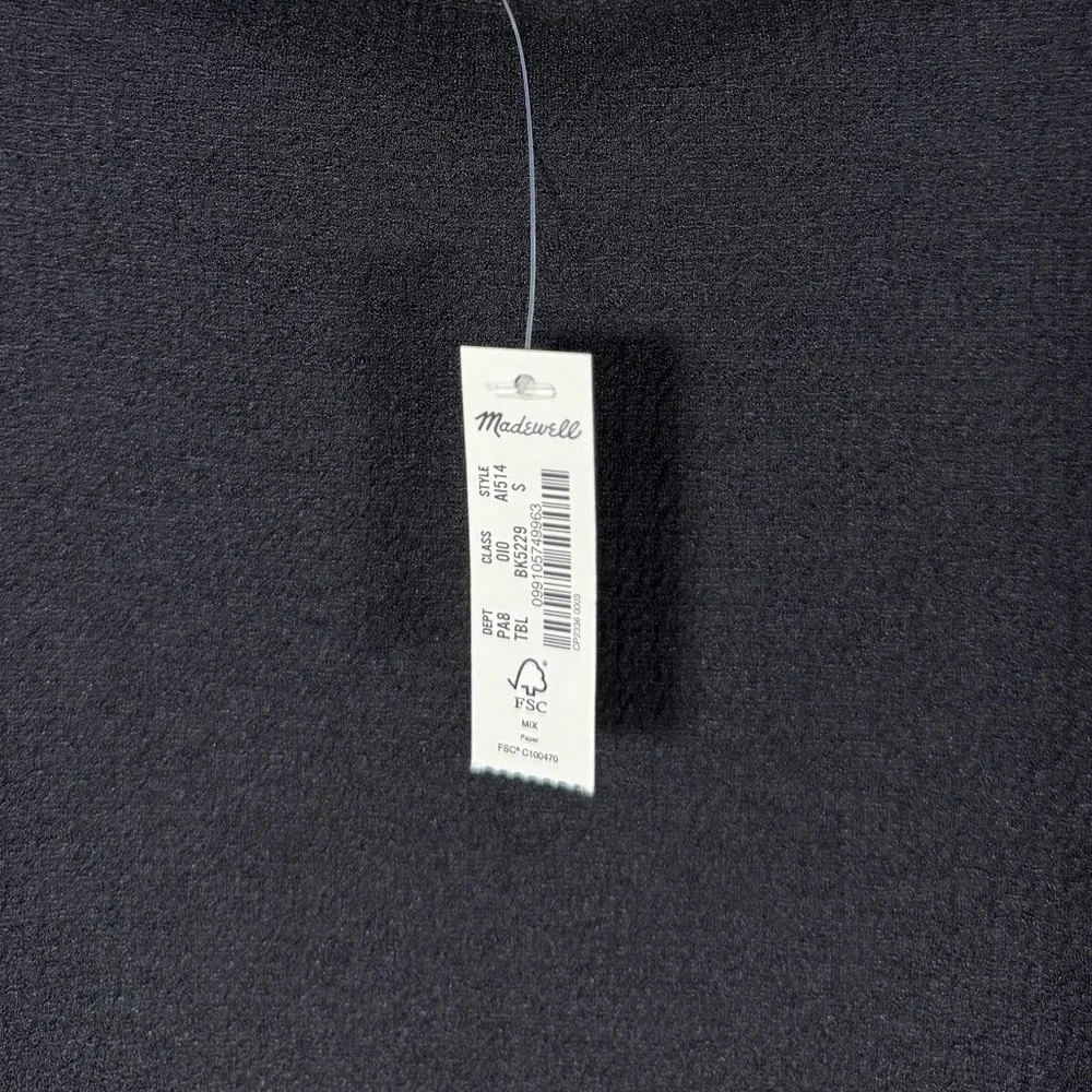 NWT Crepe Square-Neck Puff-Sleeve Top Black Small K15